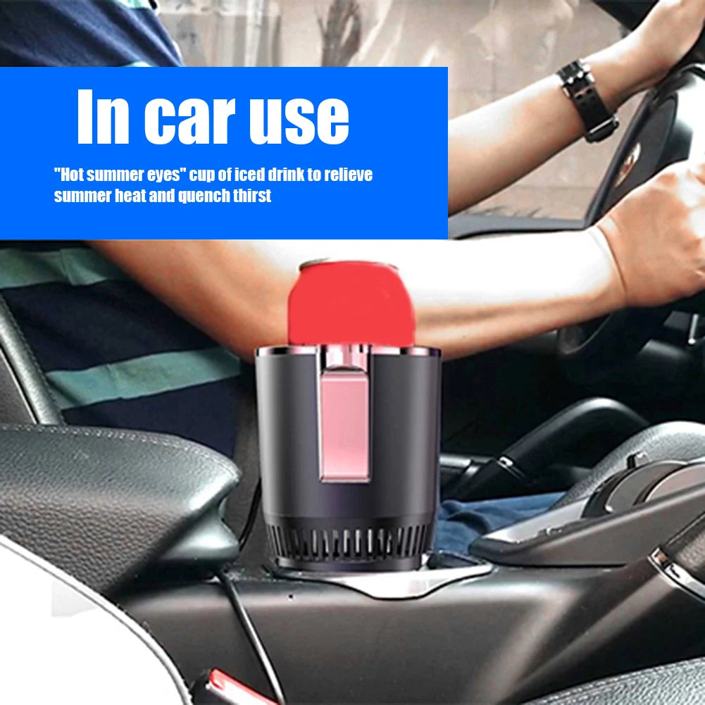 12V Car Office Cup Warmer Cooler with Temperature Display 2 In 1 Smart Beverage Mug Holder Car Smart Hot Cold Cup Drinks Holder